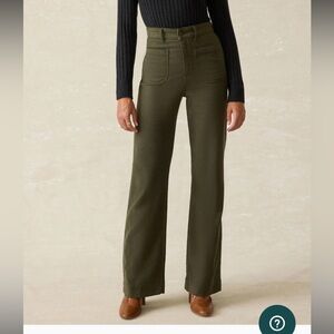 Faherty stretch terry patch pocket pants, olive green, size 25